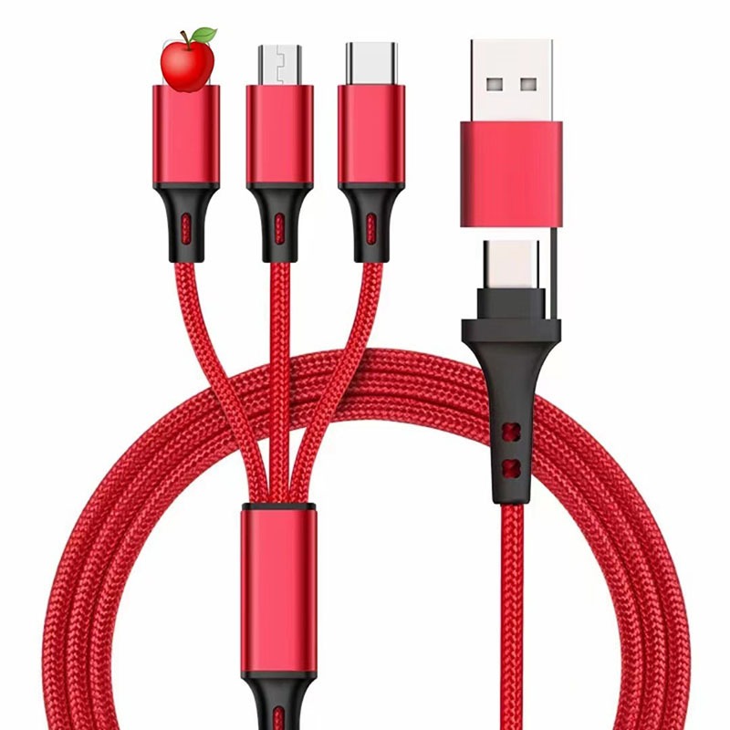 PD two to three braided data cable Type-C three in one car phone charging cable USB multifunctional charging – Image 2
