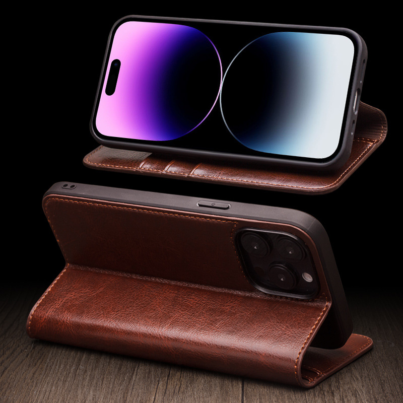 Suitable for iPhone 16 Promax phone case leather flip cover Apple 15 13 phone protective case card insertion – Image 3