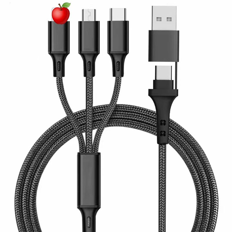PD two to three braided data cable Type-C three in one car phone charging cable USB multifunctional charging – Image 5
