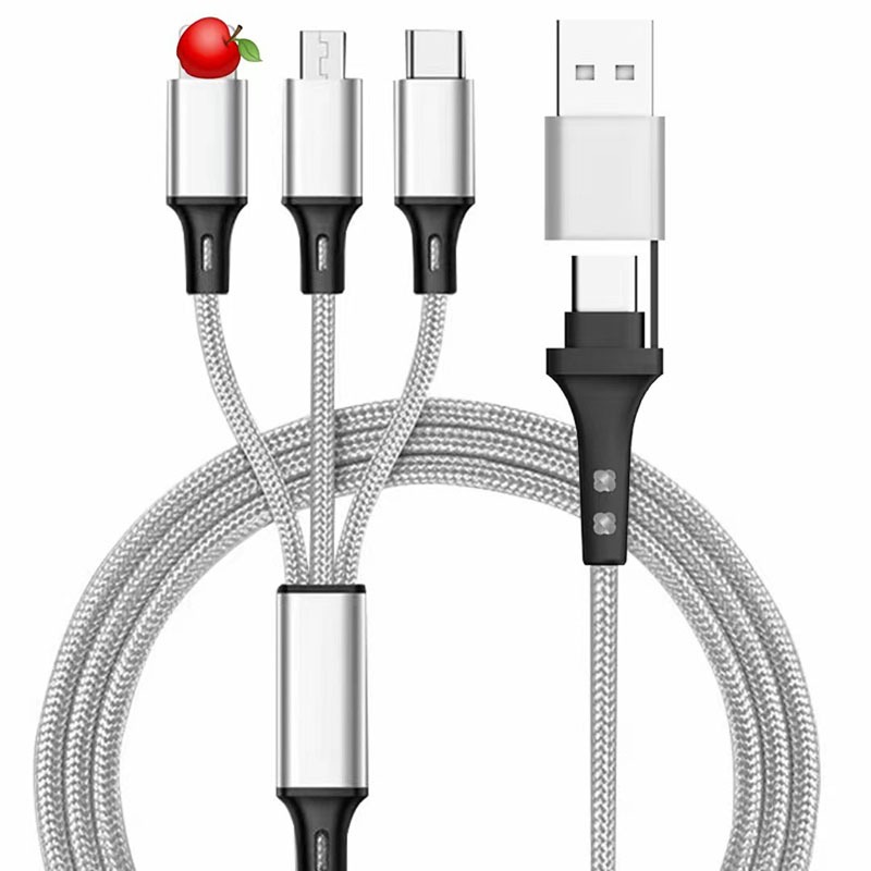 PD two to three braided data cable Type-C three in one car phone charging cable USB multifunctional charging – Image 7