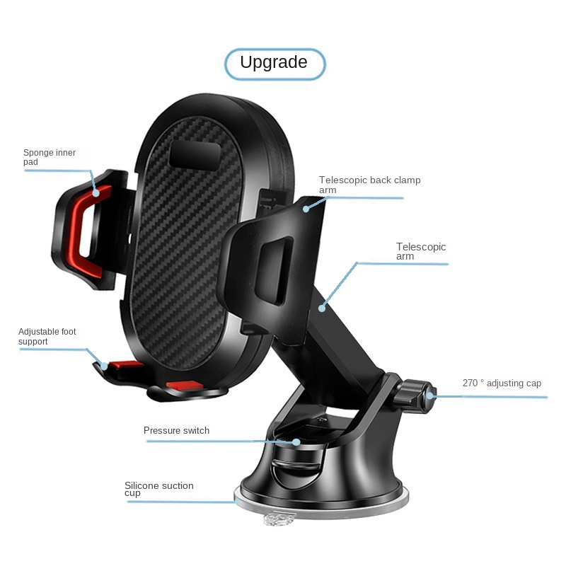 Long Rod Automatic Lock Car Phone Holder Telescopic Suction Cup Mount for Car Air Vent Lazy Live Streaming – Image 5